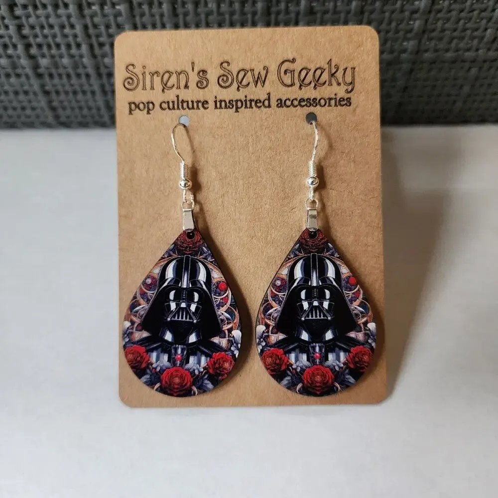 Darth Vader Floral Earrings Star Wars Roses